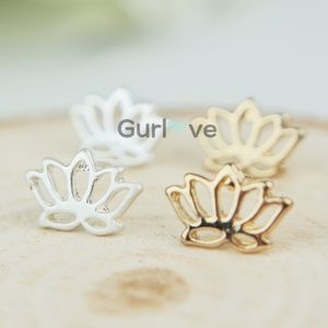 Lotus Flower Stud Earrings Silver Gold